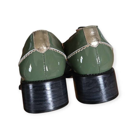 The Office of Angela Scott Ms. Neale Leather Oxfords In Sage Size EU 39.5 US 9.5 - Picture 6 of 10